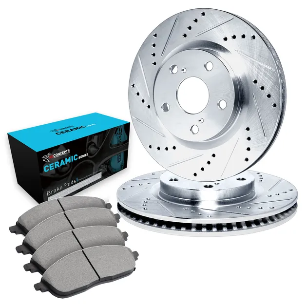 R1 Concepts WGWN1-73003 E- Line Series Brake Rotor - D/S - Silver W/ Ceramic Pads